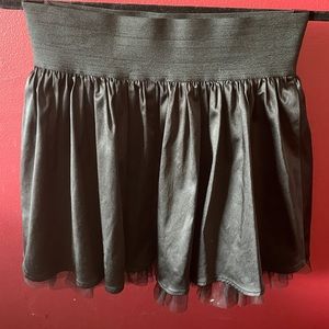 Charlotte Russe Medium Black Satin/Tulle Poof Short Skirt with Elastic Waist